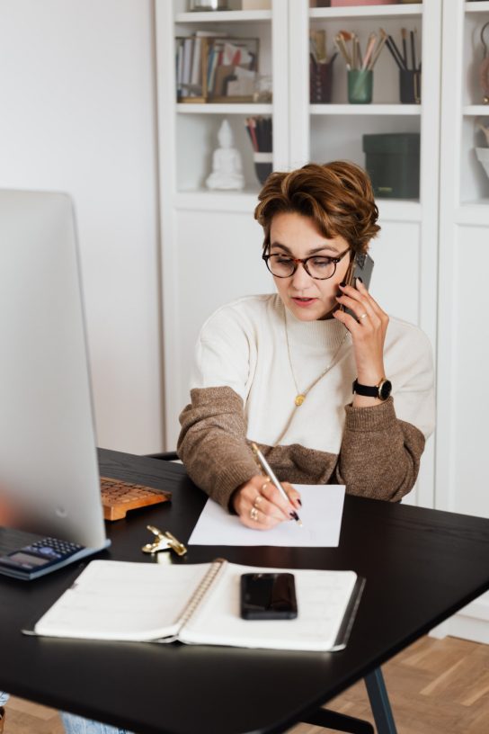 Woman planning an employee communication app