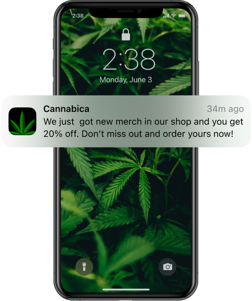 Cannabis app - push notifications